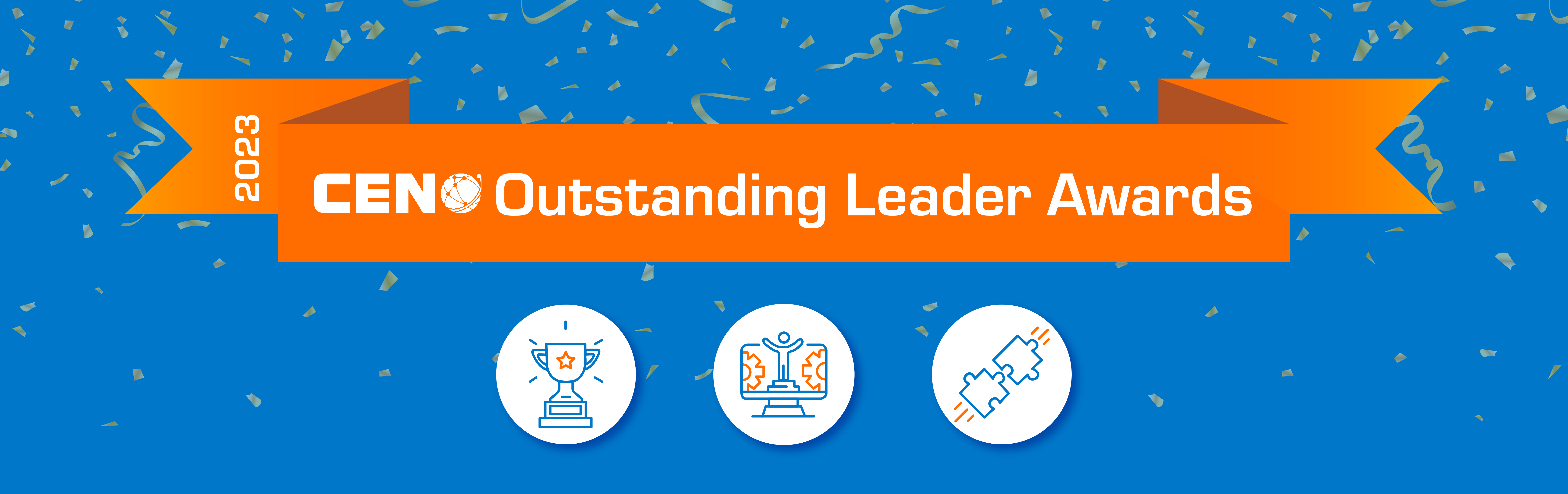 Header image with blue background, a CEN logo, and an orange banner that says, "2023 Outstanding Leader Awards."